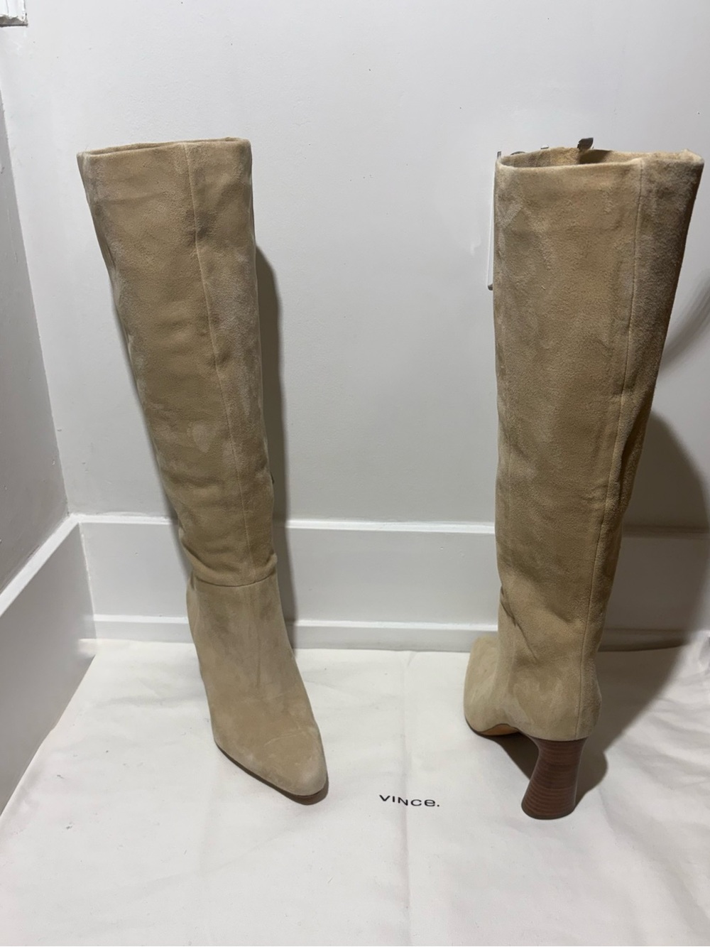 Vince Taupe Suede Over-the-Knee Boots